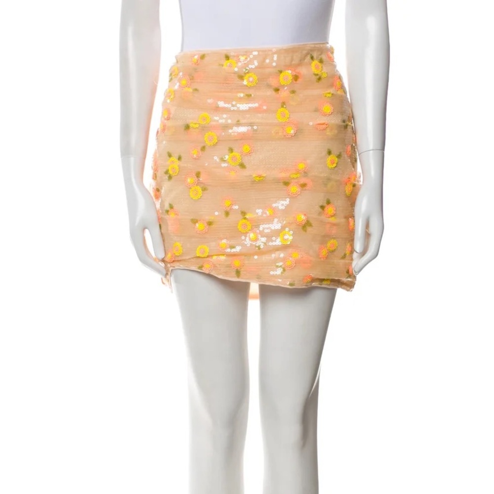 For Love & Lemons Sunflower Sequin Mini Skirt